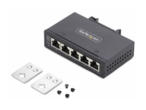 StarTech.com 5-Port Unmanaged Industrial Ethernet Switch - IP30 - TAA - Switch - ohanterad - 5 x 10/100/1000Base-T - DIN-skenmonterbar, väggmonterbar