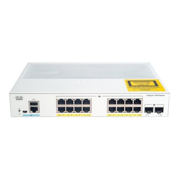 cisco - nätverk: low end swit ccatalyst 1000 16port ge poe 2x1g sfp svart svart svart Grå