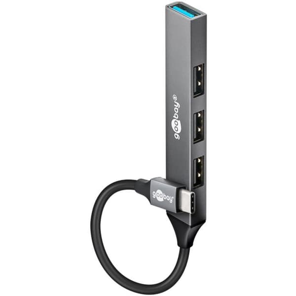 USB-hubb - GOOBAY - 4 portar - USB 3.2 - Slim-design - Aluminiumchassi