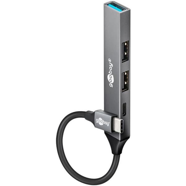 USB 3.2-hubb - GOOBAY - Slim-modell - 4 portar - Aluminium - Hög kompatibilitet