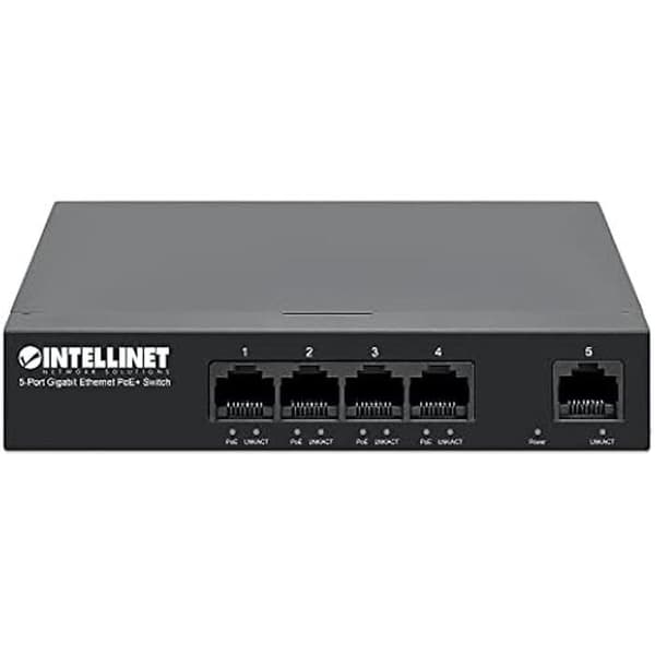 Nätverksswitch - INTELLINET - 561792 - 5 portar - PoE+ - 40W strömförsörjning budget