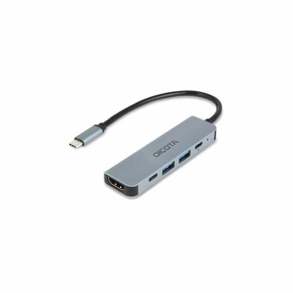Hub &amp; USB Type-C-konsol - DICOTA - D32060 - Silver - Grå - USB Type-C-gränssnitt