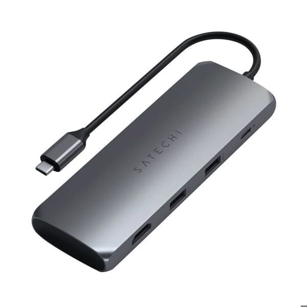 USB C-hub till HDMI 4K, SSD-hårddisk, 2 USB, USB C Satechi rymdgrå
