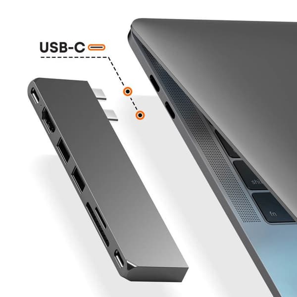 Hub Macbook Satechi Pro Hub Slim Grå, USB USB-C HDMI 4K Kortläsare