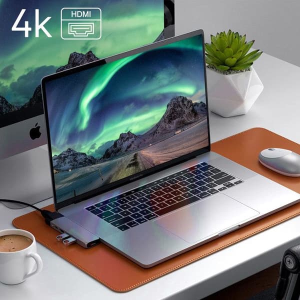 USB C Dual Hub för MacBook HDMI 2 USB USB C Ethernet Micro-SD Satechi Silver