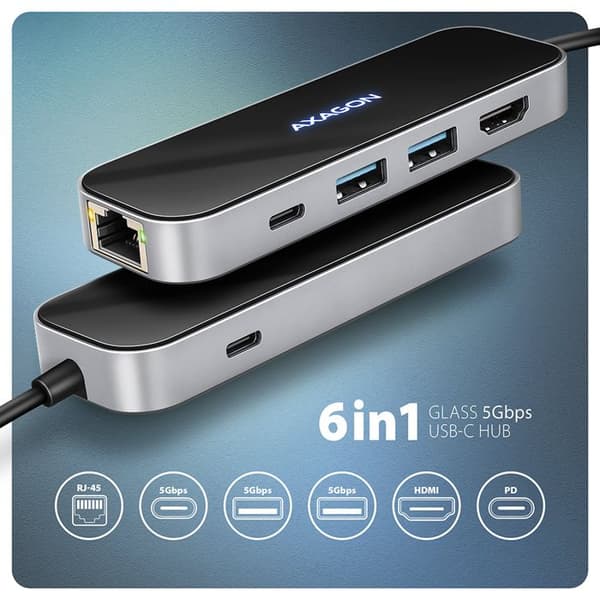 AXAGON HMC-6GLN USB-hubb, 2x US