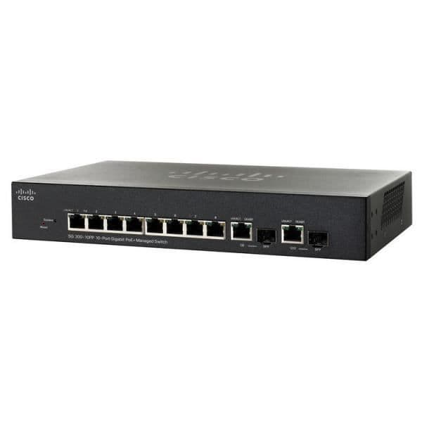 Switch - CISCO - SG300-10PP-K9-NA - 10 portar - Nätverkshantering- USED