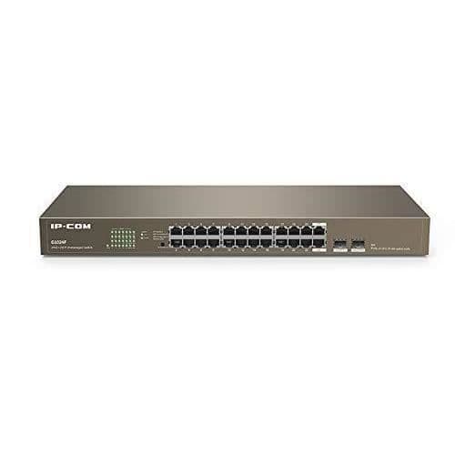 IP-COM Gigabit Ethernet Switch 24 Port+2 Port SFP Layer 2 Unmanaged Oro Svart