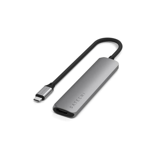 USB-C Multiport Hub 6-i-1 - Satechi - 4K - Power Delivery 100W - 10Gbps - Grå