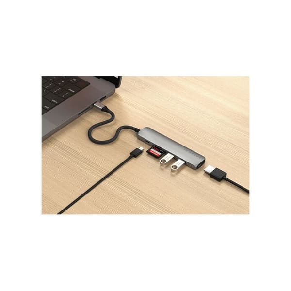 USB-C Multiport Hub 6-i-1 - Satechi - 4K - Power Delivery 100W - 10Gbps - Grå