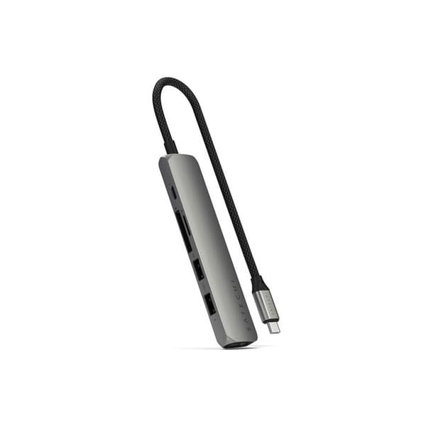 USB-C Multiport Hub 6-i-1 - Satechi - 4K - Power Delivery 100W - 10Gbps - Grå