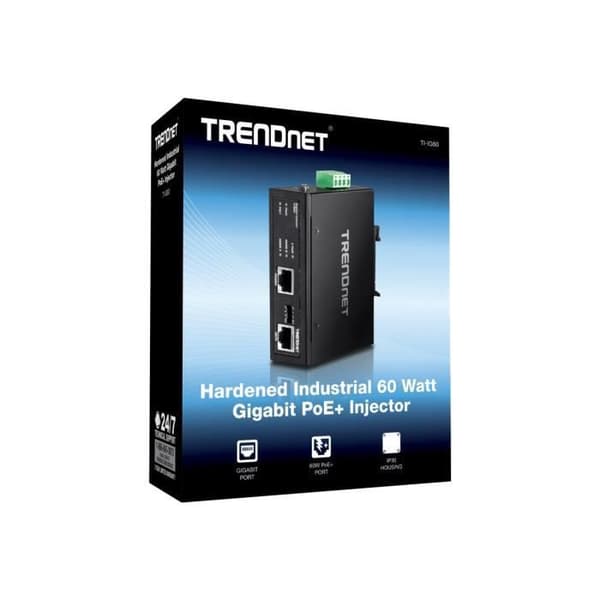 TRENDNET TI-IG60 POE-injektor - 1 10/100 / 1000Base-T-ingångsport(ar) - 1 10/100 / 1000Base-T-utgångsport(ar) - 72 W - Skenmonterbar