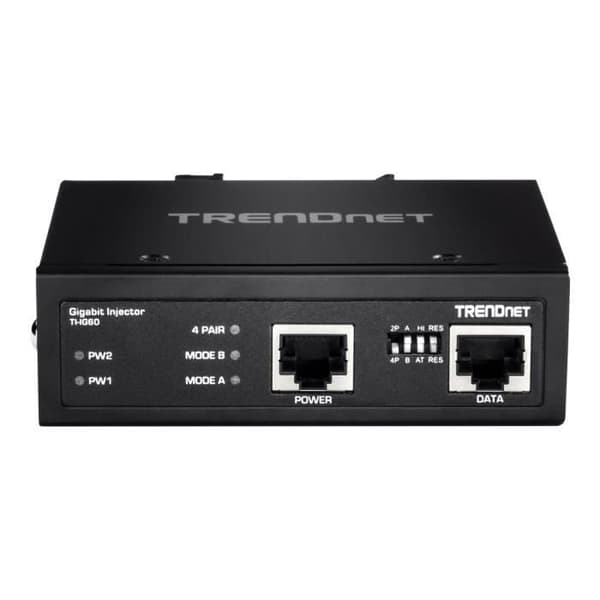 TRENDNET TI-IG60 POE-injektor - 1 10/100 / 1000Base-T-ingångsport(ar) - 1 10/100 / 1000Base-T-utgångsport(ar) - 72 W - Skenmonterbar