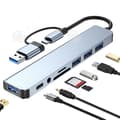 Miniatyrbild 1 av 4: INN USB 3.0 värdstation + USB-C 8-i-1 multifunktionell HUB Gränssnitt SD TF läsningsfunktion 3,5 mm ljuduttag USB-adapter