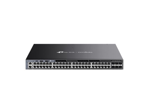 TP-Link Omada SG6654XHP, hanterad, L3, Gigabit Ethernet (10/100/1000), Strömförsörjning via Ethernet (PoE) stöd, Rackmontering, 1U Svart