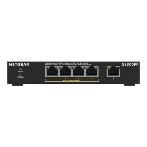 NETGEAR 300 Series GS305PP - switch - SOHO - 5 portar - ohanterad Svart
