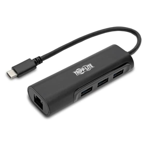 EATON TRIPPLITE 3-portars USB-C-hubb EATON TRIPPLITE 3-portars USB-C-nav med LAN-port USB-C till 3x USB-A-portar och Gbe USB 3.0 Black