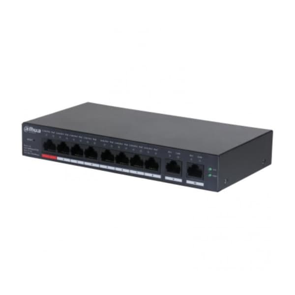DAHUA DH-CS4010-8ET-110 MOLNOMNÄTVERKSWITCH MED POE 8 PORTAR Svart