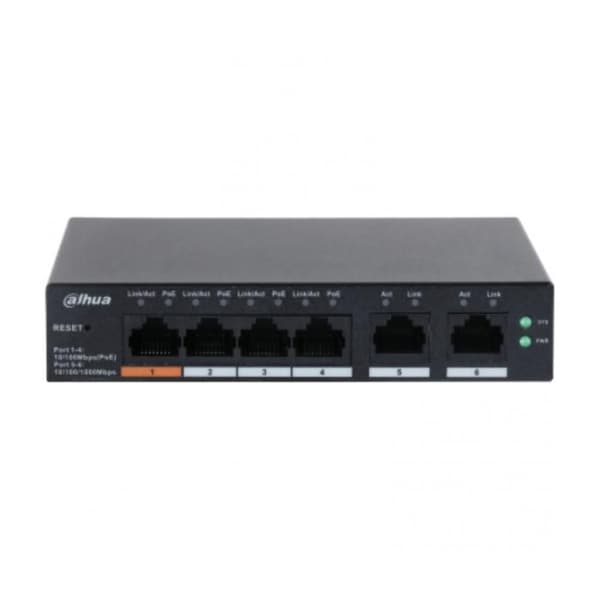 "DAHUA DH-CS4006-4ET-60 MOLNOMSK SWITCH MED 4 POE-PORTAR"