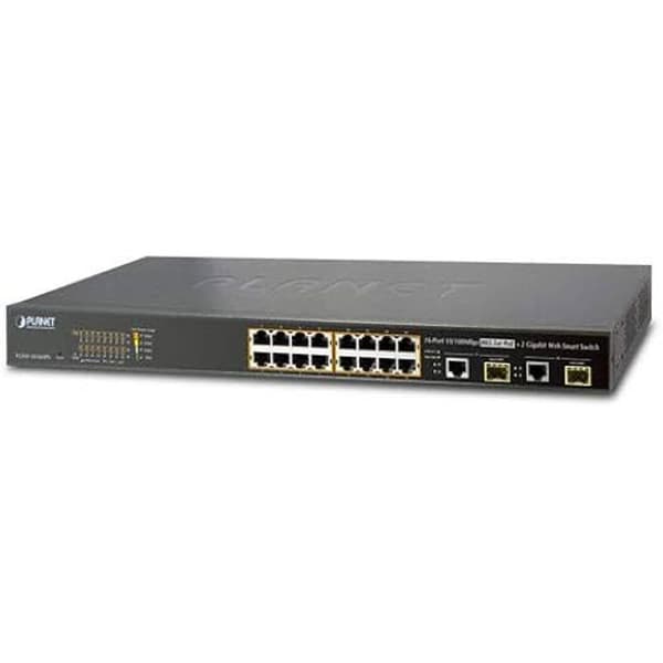 Hantera nätverksswitch - PLANET - FGSW-1816HPS - 16 portar - Fast Ethernet - PoE-stöd det.