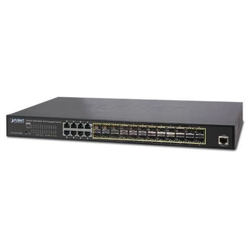 Planet GS-5220-16S8CR, Managed Network Switch, L2+, Gigabit Ethernet (10-100-1000), Ethernet-anslutning Blå