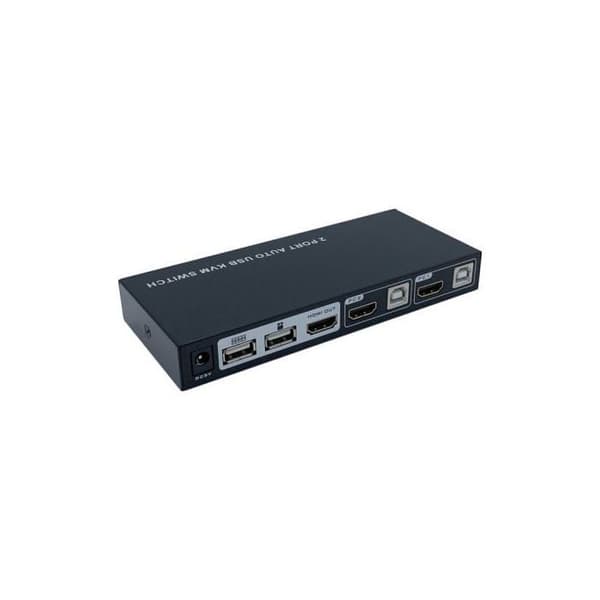 AISENS KVM SWITCH USB HDMI 4K60HZ 1U-2PC MED STRÖMTILLBEHÖR SVART