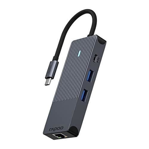 RAPOO 8-I-1 MULTIPORT USB-C ADAPTER, GRÅ 11412 Svart