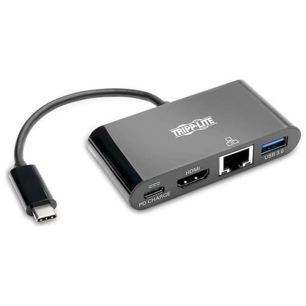 Tripp Lite U444-06N-H4GUBC USB-C (Typ-C) till HDMI-adapter med USB-A Hub, Gigabit Ethernet, USB 3.1 Gen 1, Thunderbo-kompatibel