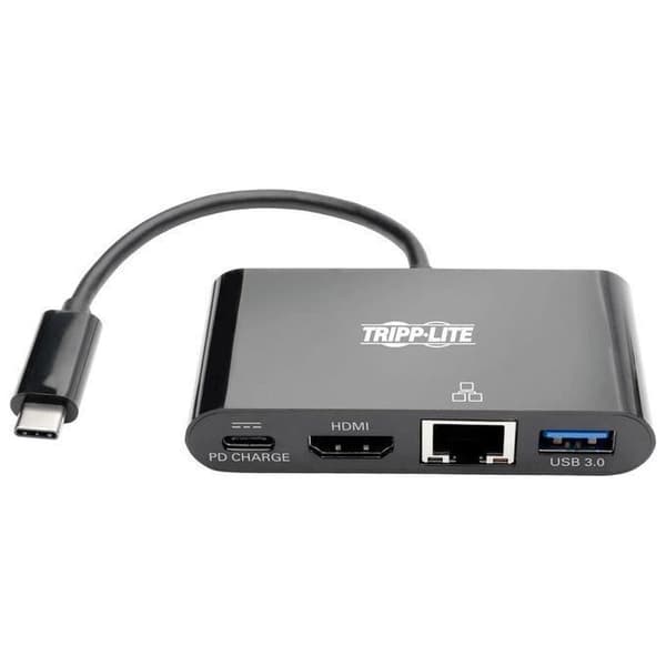 Tripp Lite U444-06N-H4GUBC USB-C (Typ-C) till HDMI-adapter med USB-A Hub, Gigabit Ethernet, USB 3.1 Gen 1, Thunderbo-kompatibel