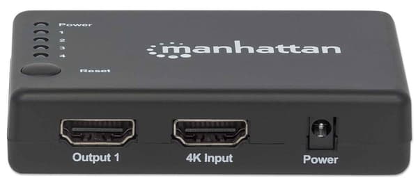 Manhattan HDMI-jakaja 4-porttinen (kompakti), 4K@30Hz, näyttölähtö yhdestä HDMI-lähteestä neljään HD-näyttöön (sama lähtö neljälle näytölle), verkkovi