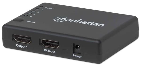 Manhattan HDMI-jakaja 4-porttinen (kompakti), 4K@30Hz, näyttölähtö yhdestä HDMI-lähteestä neljään HD-näyttöön (sama lähtö neljälle näytölle), verkkovi