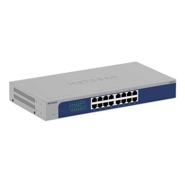 Switch - NETGEAR - GS516-300EUS - 16 portar - Gigabit Ethernet - Energibesparande Grå