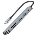 Miniatyrbild 1 av 5: Hub USB-C till HDTV 4K, USB-C 100W, SD / Micro-SD kortläsare LinQ Grå