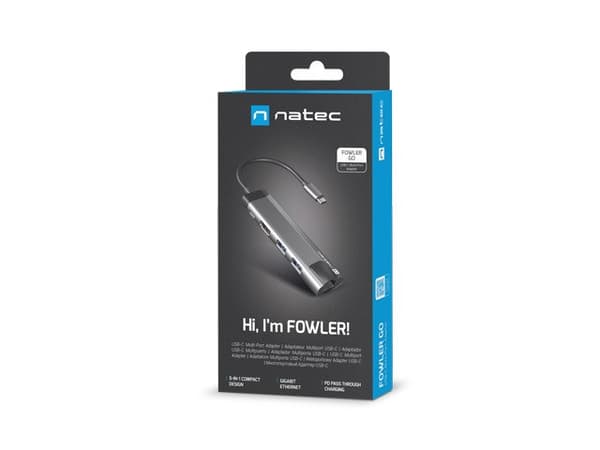 NATEC MULTIPORT FOWLER GO USB-C -> USB-HUBB, HDMI