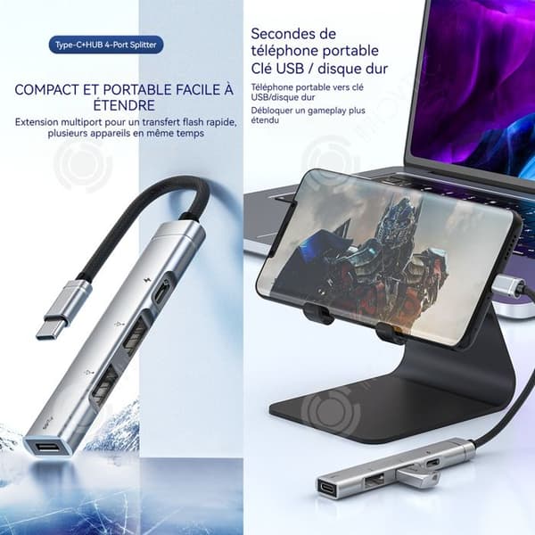 INN Typ C usb c dockningsstation för android mobiltelefon surfplatta laptop silver usb c adapter usb 2 hubb