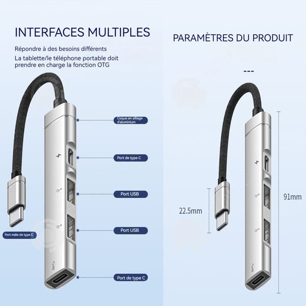 INN Typ C usb c dockningsstation för android mobiltelefon surfplatta laptop silver usb c adapter usb 2 hubb