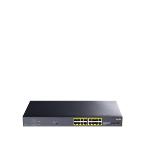 SWITCH CUDY 16-PORT GIGABIT POE+SWITCH MED 2 GIGABIT SFP PORTAR 200W