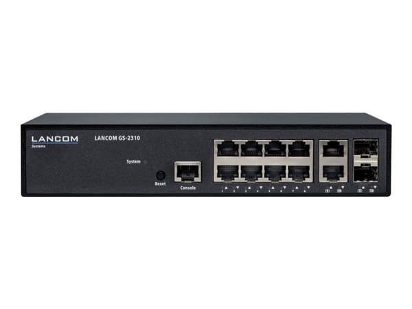 LANCOM GS-2310 - Switch - Styrt - 8 x 10/100/1000 + 2 x kombo-Gigabit SFP - stasjonær, rackmonterbar Sort