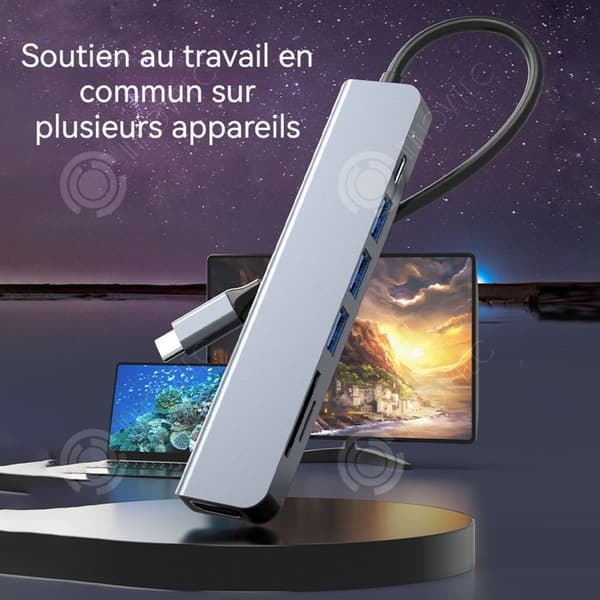 INN USB 3.0 HUB 7-i-1 HDMI 4K 30 Hz Snabbladdning PD100W Dubbel SD/TF kortplats Hub-adapter