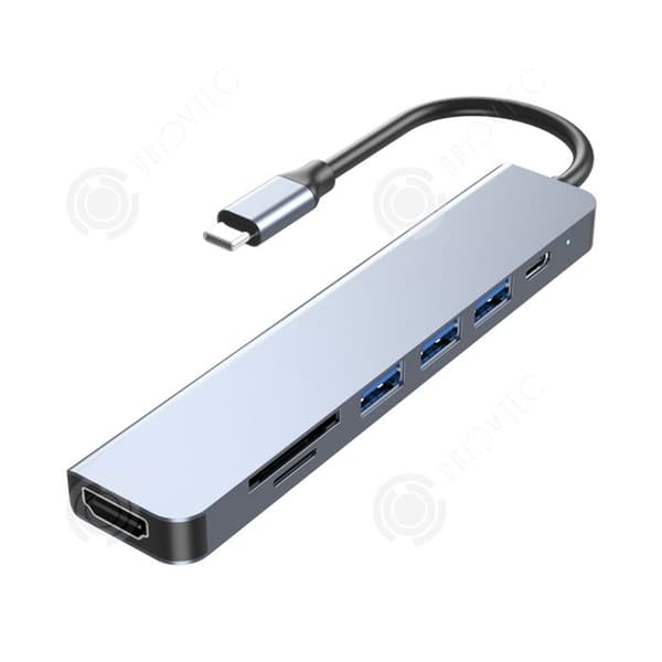 INN USB 3.0 HUB 7-i-1 HDMI 4K 30 Hz Snabbladdning PD100W Dubbel SD/TF kortplats Hub-adapter