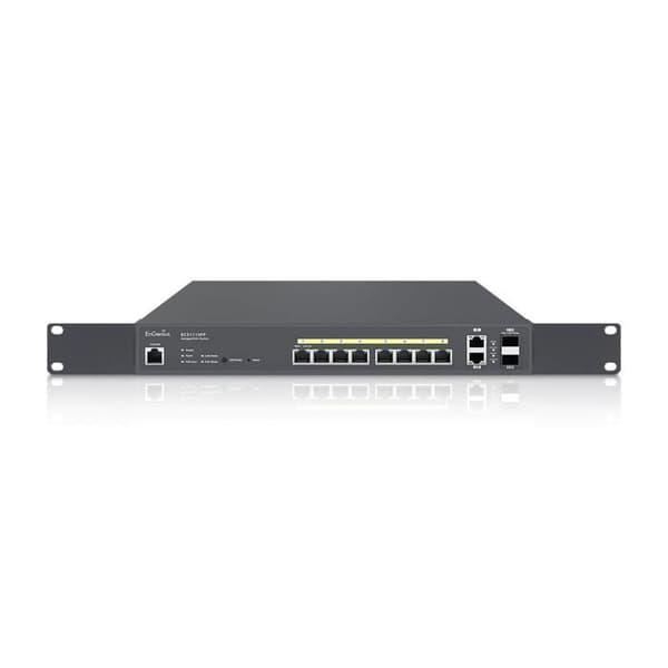 Gigabit PoE-switch - ENGENIUS - ECS1112FP - 8 portar - 130 W - Funktioner av företagsklass Svart