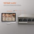 Miniatyrbild 4 av 4: TENDA 6-portars 10/100M Desktop Switch, 4 PoE-portar, 2 Uplink-portar, 250m överföring, QoS Design, TEF1106P-4-63W