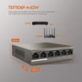 Miniatyrbild 2 av 4: TENDA 6-portars 10/100M Desktop Switch, 4 PoE-portar, 2 Uplink-portar, 250m överföring, QoS Design, TEF1106P-4-63W