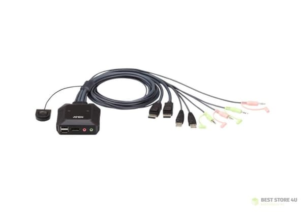 Athens | USB DisplayPort-kabel med fjernbetjening | CS22DP | 2-ports KVM-switch