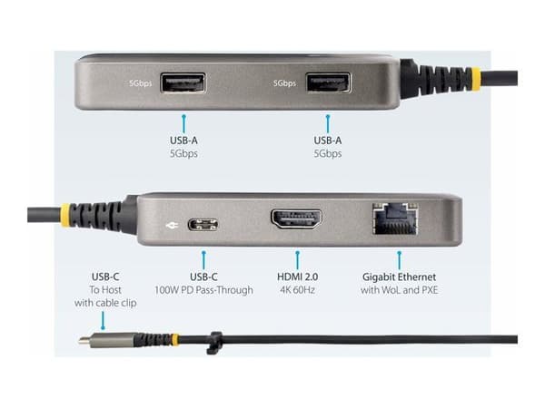 USB-hubb - Startech - 103B-USBC-MULTIPORT - 4K Ultra HD - 5 Gbit/s - 2 USB-portar