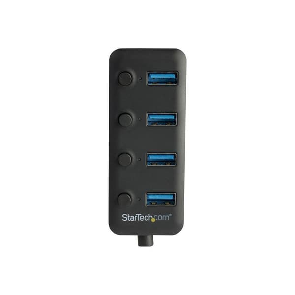 USB 3.0-hubb - StarTech.com - 4 portar - Strömbrytare - UASP-stöd - Svart