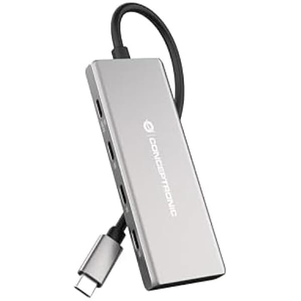CONCEPTRONIC HUBBIES17G Hub 7 portar USB 3.2 Gen 2, 10 Gbps, USB-C x 4, USB-A x 3, 100 W USB PD, aluminiumhölje