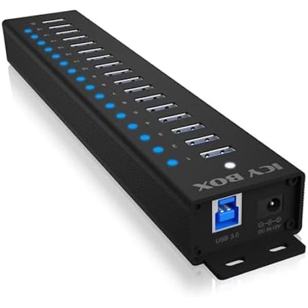 USB-hubb - ICY BOX - 17 portar - USB 3.2 Gen 1 - USB-laddning - 96 W strömförsörjning