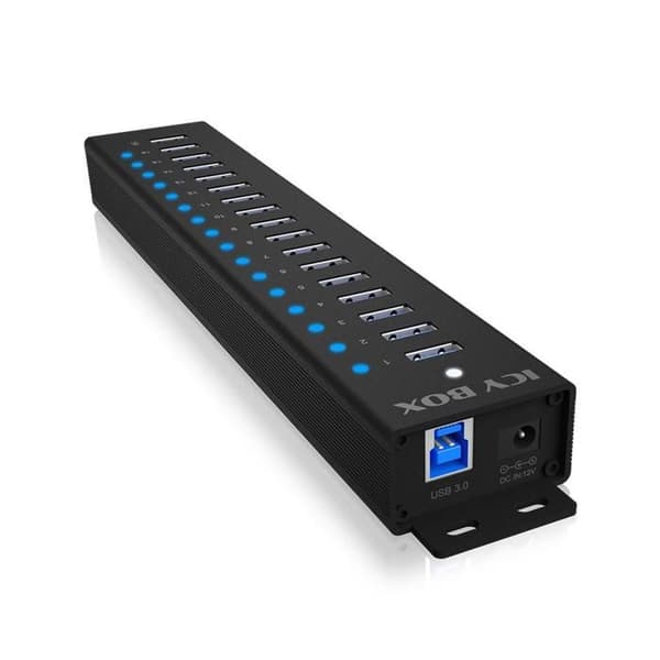 USB-hubb - ICY BOX - 17 portar - USB 3.2 Gen 1 - USB-laddning - 96 W strömförsörjning
