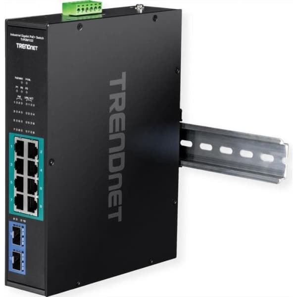 TRENDnet - Switch - industriell - 8 x 10/100/1000 (PoE+) + 2 x Gigabit SFP - en DIN-Schiene montierbar, wandmontierbar -